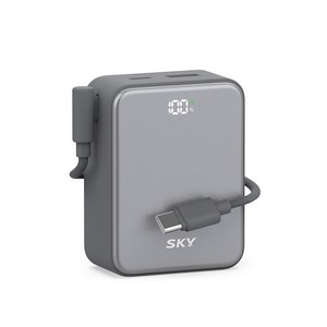 SKY 필 큐브 10000mAh PD QC 22.5W 고속충전 LCD잔량표시 대용량 미니 보조배터리 케이블 C타입
