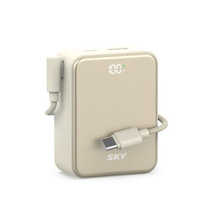 SKY 필 큐브 10000mAh PD QC 22.5W 고속충전 LCD잔량표시 대용량 미니 보조배터리 케이블 C타입