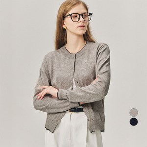 여성용 말랑쫀득 컬러 레이어드 라운드넥 버튼업 가디건