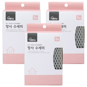 생활미소 망사 수세미 5p 세트, 3세트