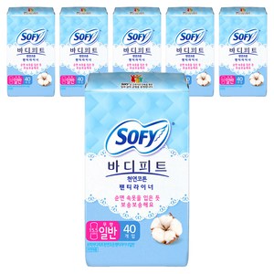 바디피트 천연코튼 팬티라이너 무향, 일반, 40개입, 6개