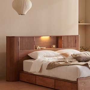 잉글랜더 웨스트 원목 템바보드 LED 수납 침대 프레임 단품