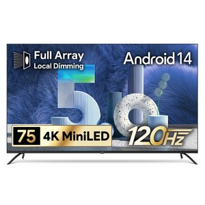 더함 4K UHD Mini LED TV, 191cm(75인치), 스마트 TV, 무타공 벽걸이형(추가비용발생), 방문설치