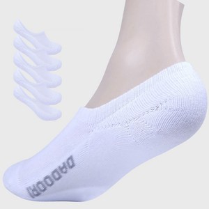 다두리 남성용 이중쿠션 스포츠 페이크삭스 5켤레, 250~280mm, 화이트, 1세트