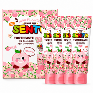 센토 주니어 세이프 고불소 구취케어 비건 어린이치약 복숭아향, 120g, 4개