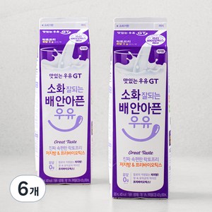 맛있는우유GT 소화 잘되는 배 안아픈 우유, 900ml, 6개