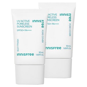 이니스프리 유브이 액티브 포어리스 선스크린 SPF50+ PA++++, 50ml, 2개