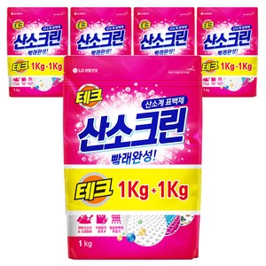 테크 산소크린 분말 표백제 1kg + 1kg, 2kg, 5개