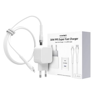 로랜텍 파스텔 고속 충전기 + PD C타입 to 8핀 케이블 2.4m 세트