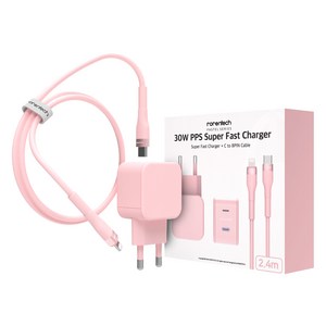 로랜텍 파스텔 고속 충전기 + PD C타입 to 8핀 케이블 2.4m 세트