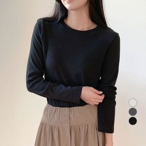 아피나르 여성용 슬림핏 웜업 기모 긴팔 티셔츠