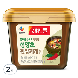 해찬들 물로만 끓여도 칼칼한 청양초 된장찌개양념, 450g, 2개