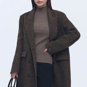 엘쏘 여성용 하프 목폴라 골지 니트 스웨터