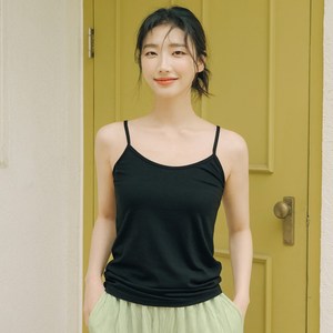 파란 여성용 데일리 면 스판 끈나시 3p