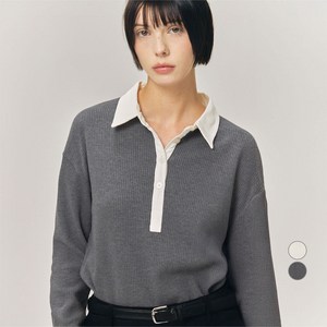 ELLEPARIS 여성용 와플 폴로 티셔츠