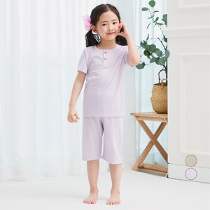 롤리트리 아동용 소프트터치 헨리넥 반팔 7부바지 실내복