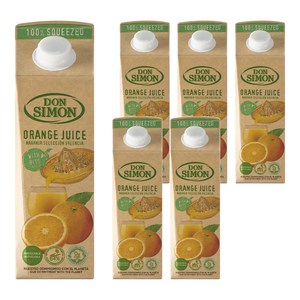 돈시몬 착즙 오렌지 주스, 1L, 6개