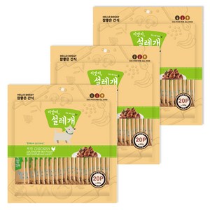 헬로도기 설레개 강아지 간식, 치킨, 300g, 3개