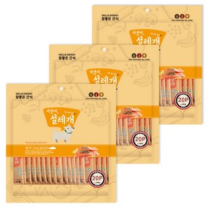 헬로도기 설레개 강아지 간식, 연어, 300g, 3개