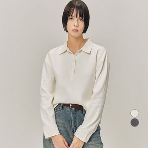 ELLEPARIS 여성용 와플 폴로 티셔츠