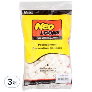 네오텍스 네오룬즈 13cm 라운드풍선 100p, 스탠다드화이트, 3개