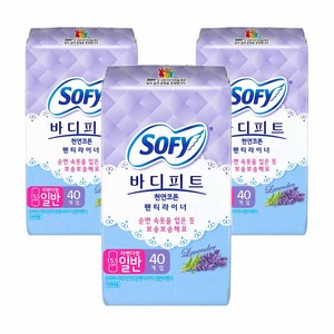 쏘피 바디피트 코튼 팬티라이너 라벤더향, 일반, 40개입, 3개