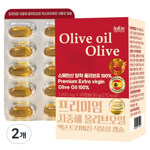 리얼케어 프리미엄 지중해 올리브오일 엑스트라버진 식물성 캡슐, 30정, 2개
