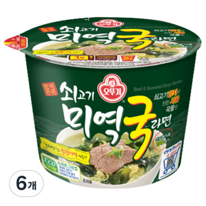 오뚜기 쇠고기 미역국라면 용기 100g, 6개