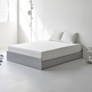 도모 라베노 수납형 3단 서랍 무헤드 침대 프레임, 그레이, 싱글