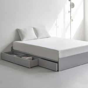 도모 라베노 수납형 무헤드 3단 벙커 침대 프레임, 그레이, 슈퍼싱글