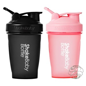 쉐이크베이비 보틀 쉐이커 2종 세트, 블랙 + 핑크, 600ml, 2개