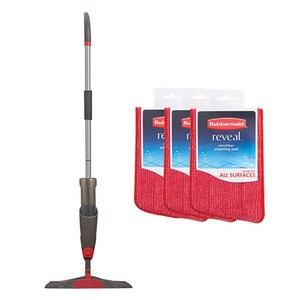 러버메이드 리빌 스프레이맙 밀대청소기 + 청소물통 + 극세사패드 3p, 410 x 135 ..., 1세트