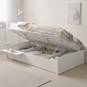 파로마 플루어 통판 리프트업 미니 협탁 수납형 침대, 화이트, 슈퍼싱글