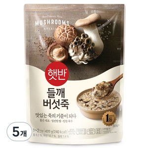 햇반 들깨버섯죽, 420g, 5개