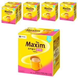 맥심 모카골드 라이트 커피믹스 590g, 11.8g, 50개입, 6개