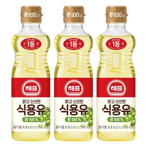 해표 콩기름 식용유, 900ml, 3개