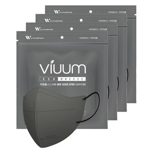 viuum 에코 브리즈 새부리형 마스크 대형 KF94, 25개입, 그레이, 4개