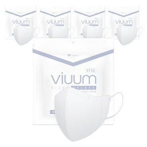 viuum 디럭스 보건용 마스크 성인용 KF94 중형, 25개입, 화이트, 5개