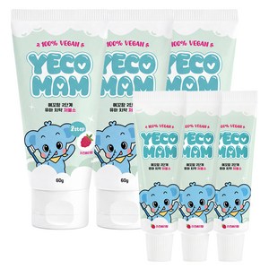 예꼬맘 치카케어 2단계 60g + 소형치약 15g 라즈베리향, 3세트