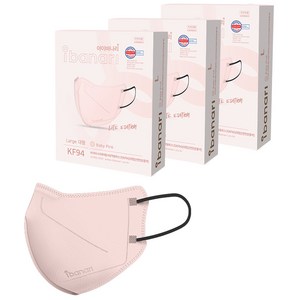 아이바나리 에어 황사 방역용 마스크 대형 KF94, 10개입, 3개, BABY PINK