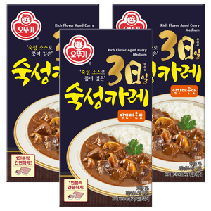 오뚜기 3일 숙성 카레 약간매운맛 고형, 200g, 3개