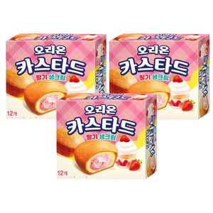 오리온 카스타드 딸기 생크림 12p, 276g, 3개
