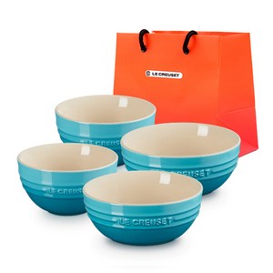 르크루제 2인 밥 + 국 세트 + 쇼핑백 M, 캐리비안블루, 밥그릇 2p + 국..., 1세트