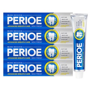 페리오 뉴후레쉬 대용량 불소 구취케어 치약 쿨민트, 185g, 4개