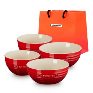 르크루제 2인 밥 + 국 세트 + 쇼핑백 M, 빨강, 밥그릇 2p + 국..., 1세트