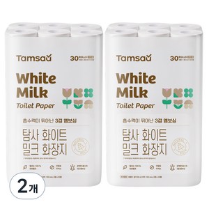탐사 화이트 밀크 천연펄프 3겹 화장지 30m, 30개입, 2개