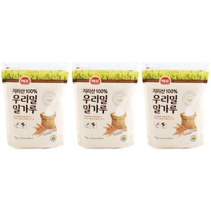 해표 지리산 100% 우리밀 밀가루, 750g, 3개