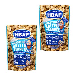 바프 넛츠 앤 스낵스 로스티드 앤 솔티드 땅콩, 120g, 2개