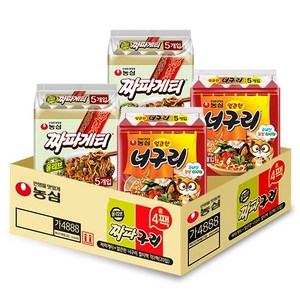 농심 짜파게티 10개 140g + 얼큰한너구리 10개 120g, 20개