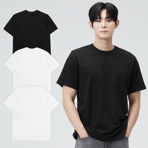 베이스알파에센셜 남녀공용 30수 라운드 반팔티 3장 세트